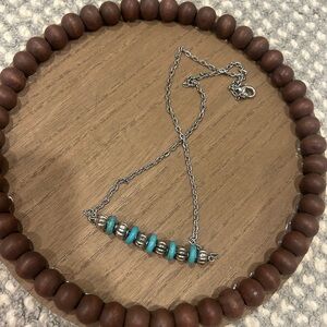 Silver and Turquoise Beaded Necklace